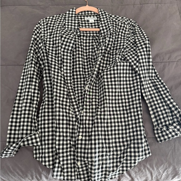 Amazon Essentials Tops Black And White Checkered Button Down Shirt — free download